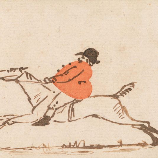 Horse and Rider: a Stout Huntsman on a Galloping Horse