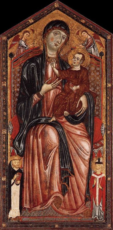 The Virgin and Child enthroned with Saints Dominic and Martin, and two Angels