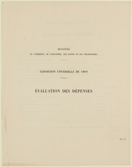 Exposition universelle de 1900 / Evaluation des dépenses