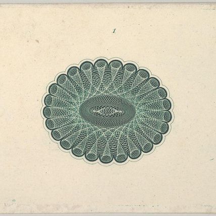 Banknote motif: oval lathe work ornament resembling a lace ruff
