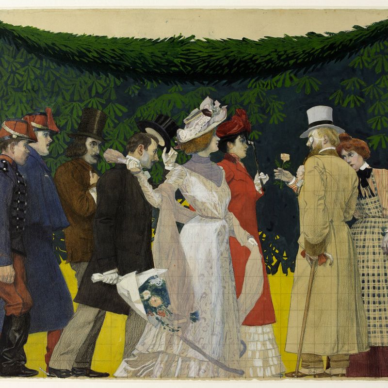 Fragment de la maquette pour la décoration du théâtre des auteurs gais, exposition universelle de 1900