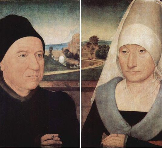 Diptych of an elderly couple