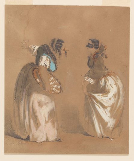 Two Masked Ladies Bowing