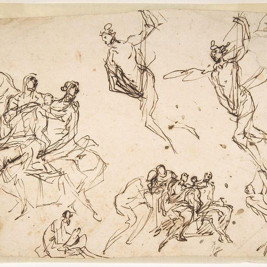Studies of a Group of Seated Figures and of a Flying Figure