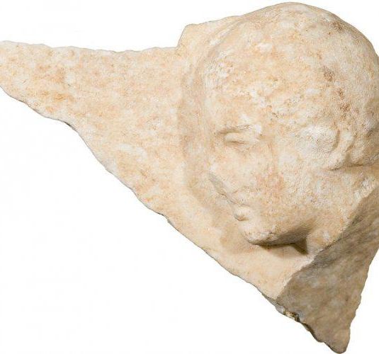 Fragment Of An Attic Marble Grave Relief