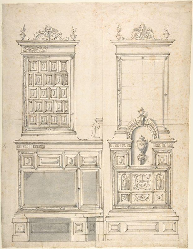 Design for a Stove and Wall Fountain (?)