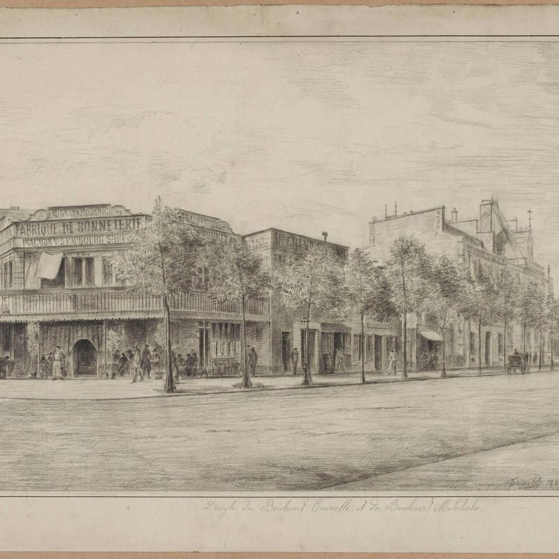 L'angle du boulevard de Courcelles et du boulevard Malesherbes, 1883