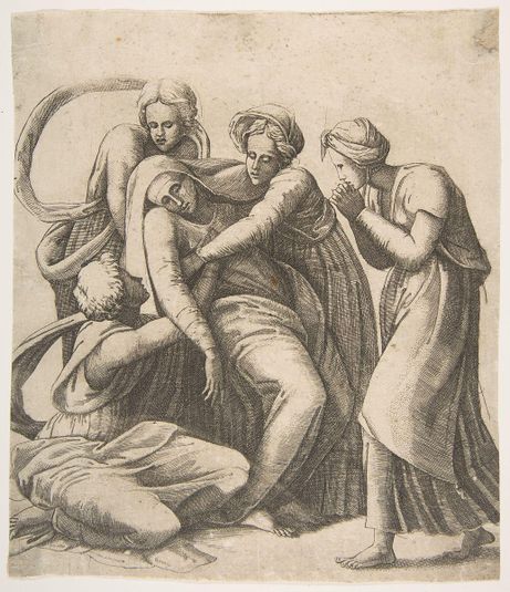 The Virgin fainting and being supported in the arms of the holy women