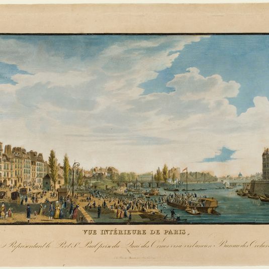 Vue Intérieure de Paris Représentant le port St Paul, prise du Quay des Ormes vis-à-vis l'ancien Bureau des Coches d'Eau