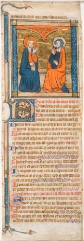 Christus aan de rechterhand van God, bladfragment uit een Frans psalterium