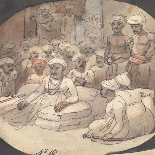 Sketch of Mahaji Sindia in his Tent