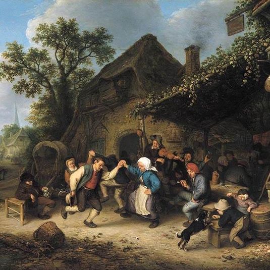 Peasants Carousing and Dancing outside an Inn