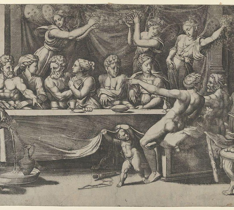 The Olympian gods at the marriage feast of Cupid and Psyche, after Raphael