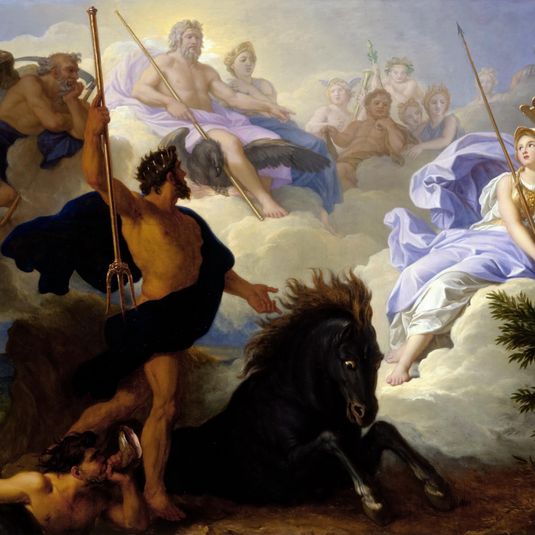 La dispute de Minerve et de Neptune pour savoir qui des deux donnera son nom à la ville d'Athènes