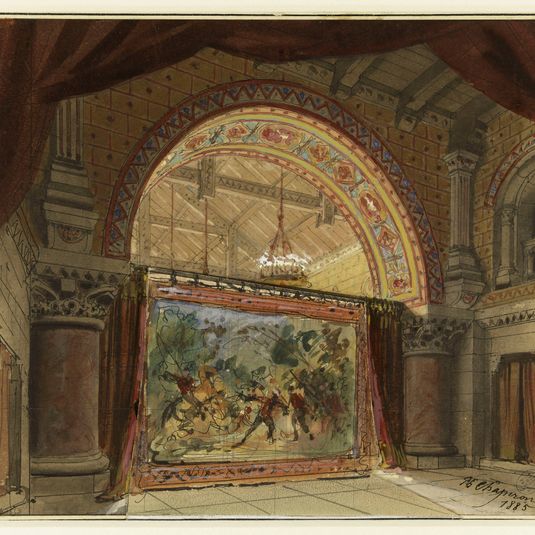 Projet de décor pour le troisième acte de "Macbeth", au théâtre National de l'Odéon, 6ème arrondissement, en 1885