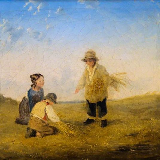 Three Figures Gathering Wheat