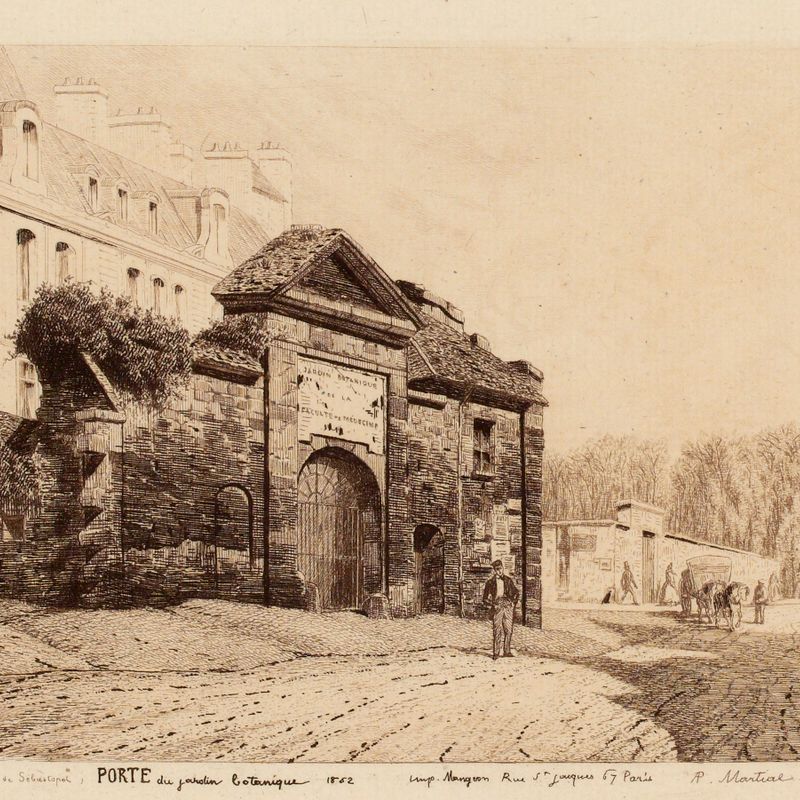 Rue de l'Est, Boulevard de Sébastopol. Porte du jardin botanique. 1862.