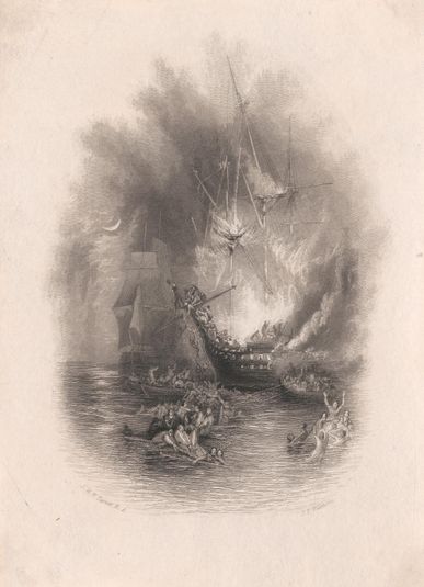Fire at Sea - from various 'Annuals' 1826-1837; 'The Keepsake' 1828-1837