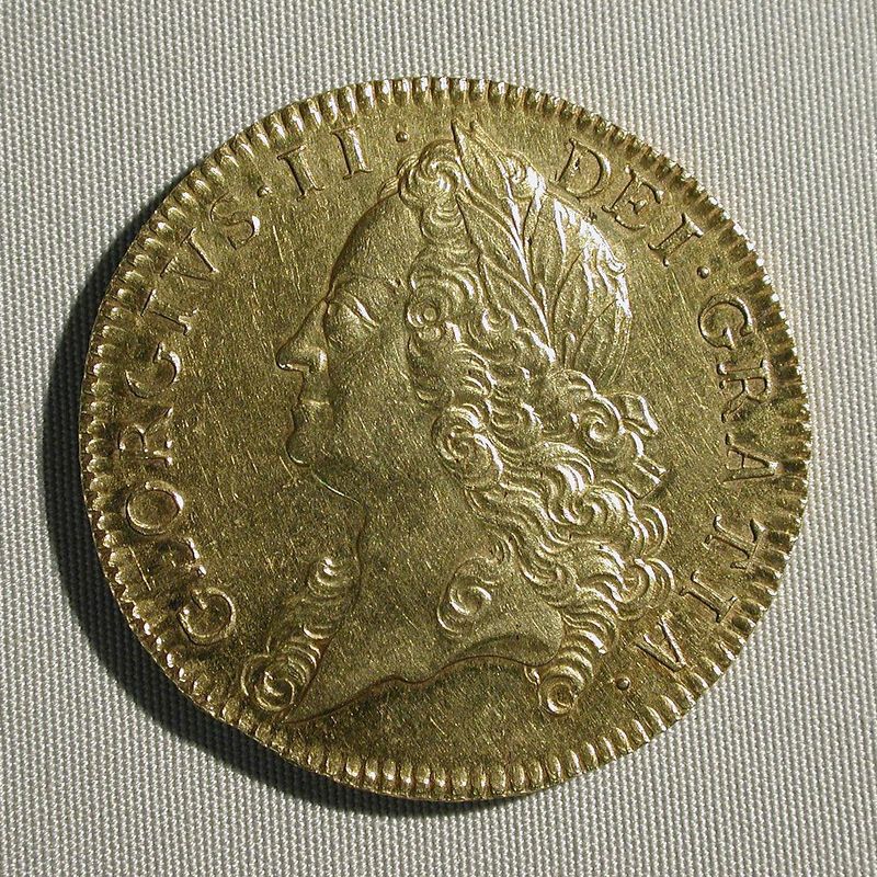 Five guineas coin of George II