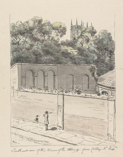 South East View of the Towers of the Abbey, &c. from College St. Westminster