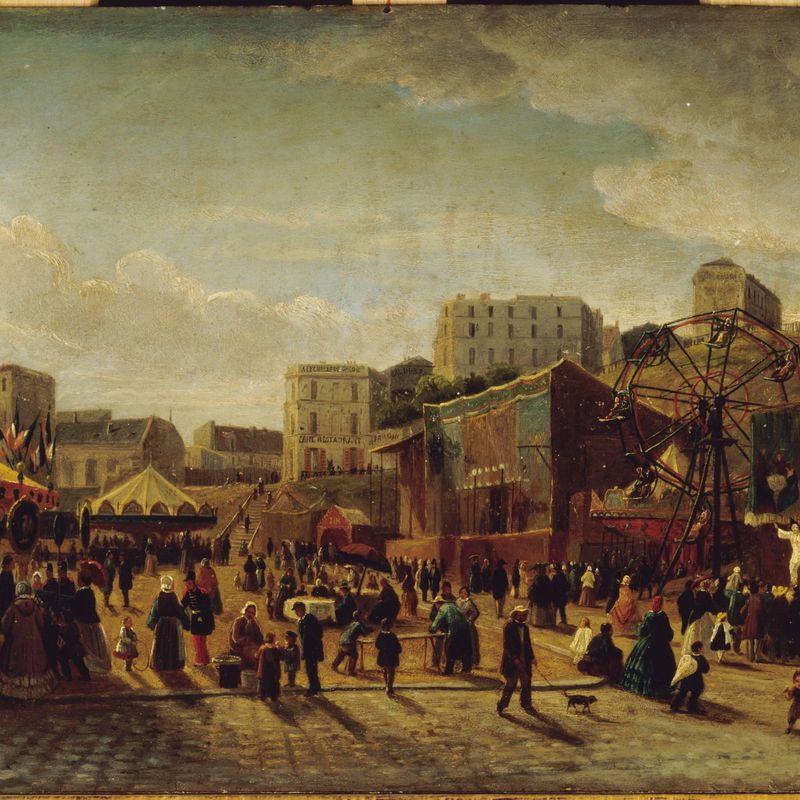 Fête foraine, place Saint-Pierre, à Montmartre, en 1861.
