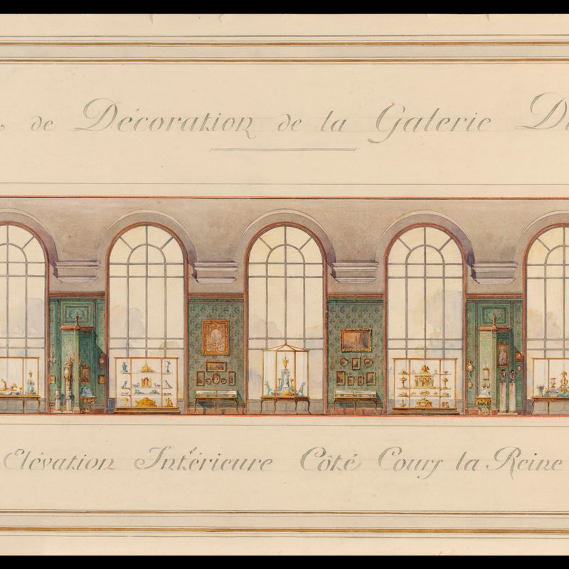 Décoration de la Galerie Dutuit - Petit Palais - Elévation intérieure côté Cours la Reine