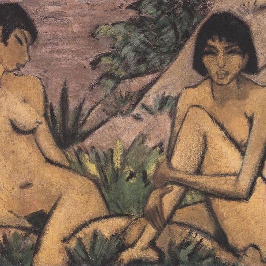 Zwei in Dünen Sitzende Mädchen
