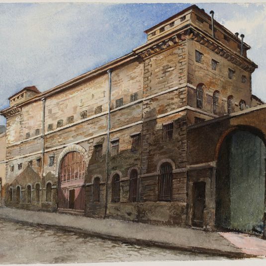 Façade de la prison de Sainte-Pélagie en 1901.