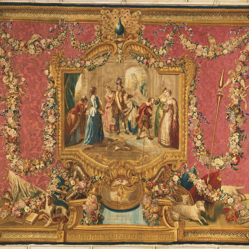 Tapestry showing Don Quixote Served by the Ladies