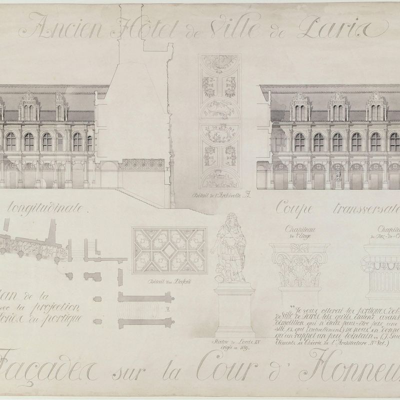 Ancien Hôtel de Ville de Paris. Façades sur la cour d'honneur