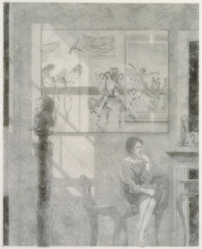 INTERIORS II: STOLEN MOMENTS (drawing for etching)