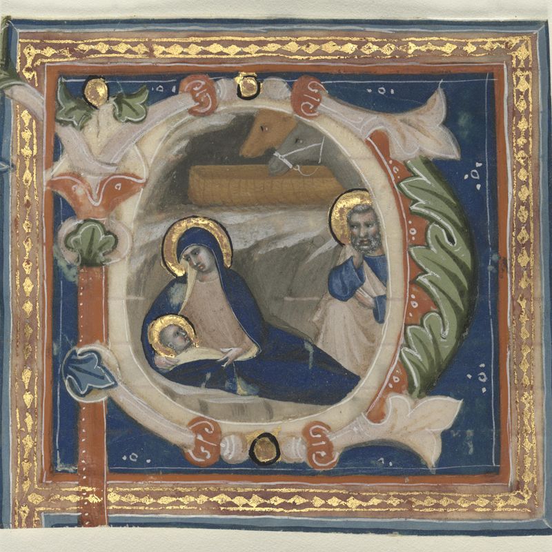 Historiated Initial (P) Excised from a Gradual: The Nativity