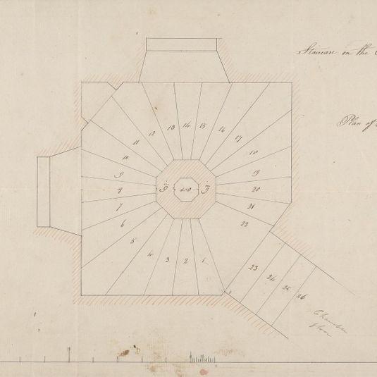 Cobham Hall, Kent: Plan of Tower Staircase from Principal to the Chamber Floor