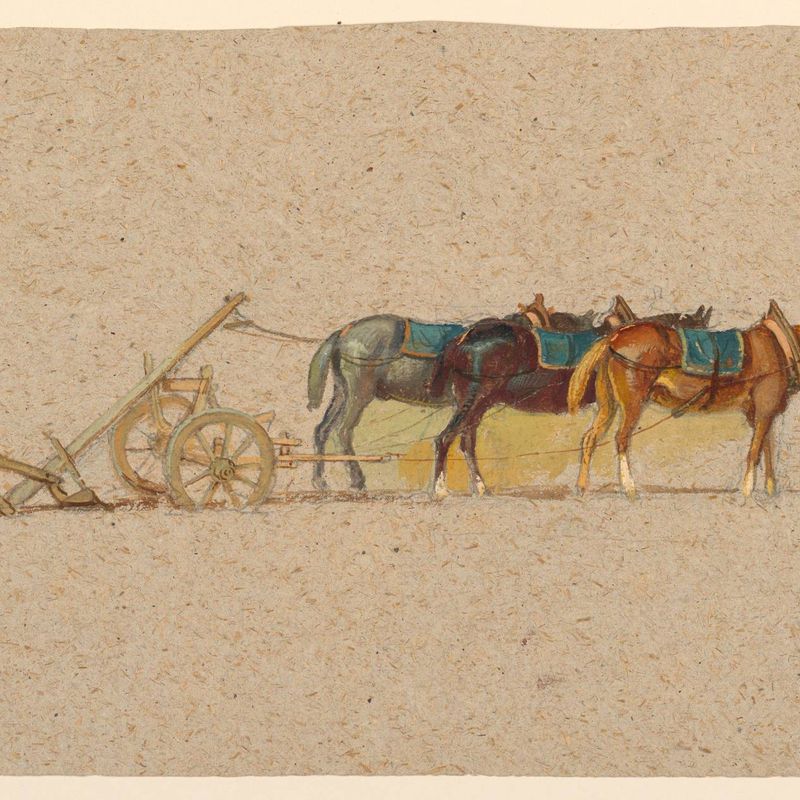 Study of Three Horses with a Plow, France
