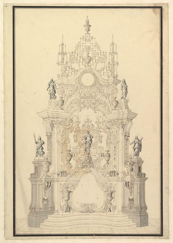 Elevation of a Catafalque with a royal Crown surmounting the Casket