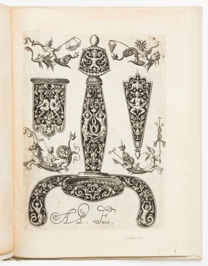 Plate 3, from a series of designs for sword handles, pommels, and dagger hilts