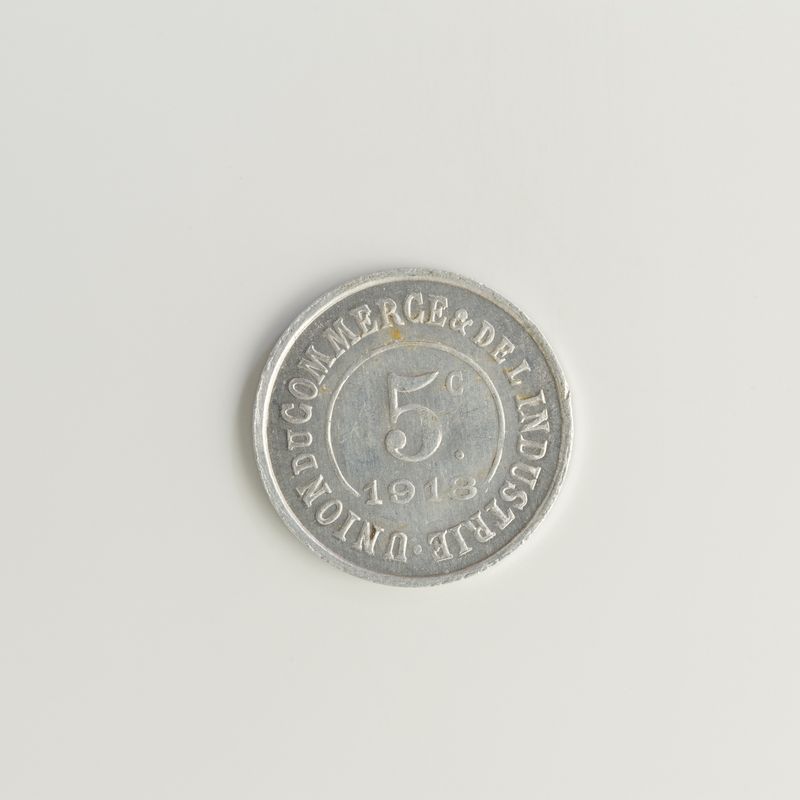 Bon pour 5 centimes de franc de l'Union du commerce et de l'industrie de Saint-Germain-en-Laye, 1918