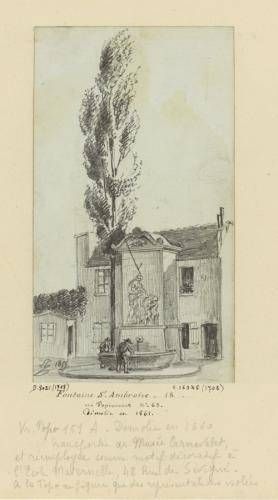 Fontaine Saint Ambroise, 65 rue Popincourt, démolie en 1861, 1855