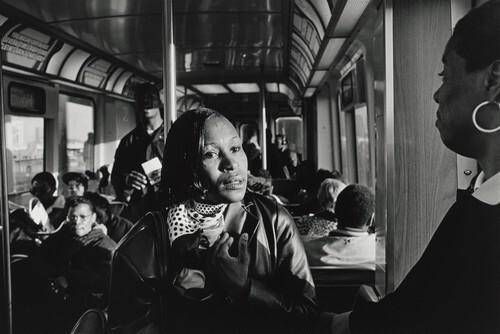 7:00 A.M.: Margie rides the train to her job-training class in downtown Chicago. Accompanying her is Cherilyn, a resident at the Olive Branch who recently found a job as a home-care worker.
