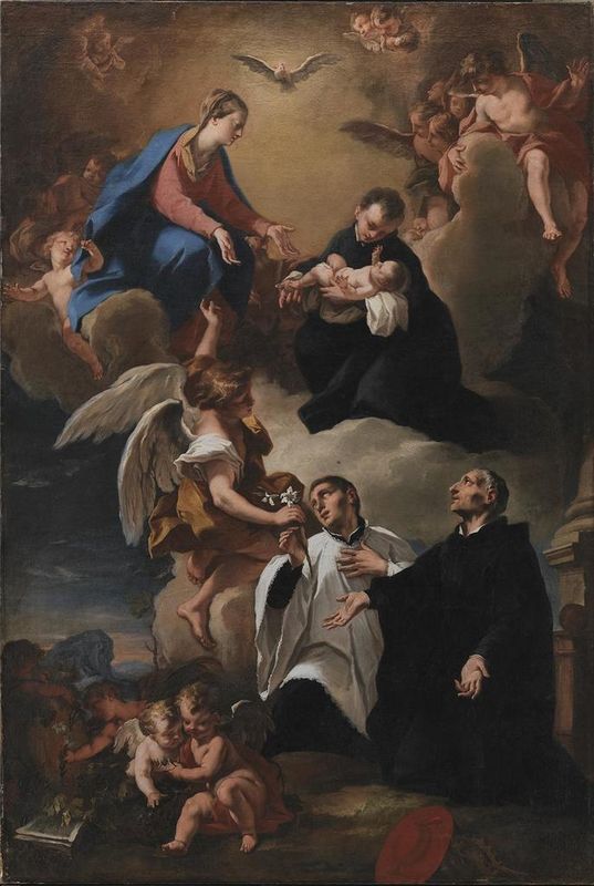 The Holy Ghost, Angels and the Virgin with Saints Mark, Stanislau Kostka (Holding the Child), Aloysius Gonzaga and Francesco Borgia