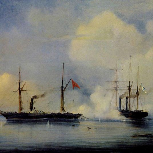 Action between Russian steam firgate Vladimir and Turkish steam frigate Pervaz in Bahri of November5, 1853