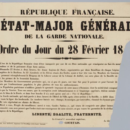 REPUBLIQUE FRANCAISE./ ETAT-MAJOR GENERAL/ DE LA GARDE NATIONALE./ Ordre du Jour du 28 Février 18[48]