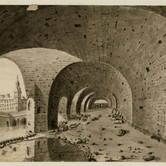 Vue prise sous le pont au Change le 17 avril 1822.