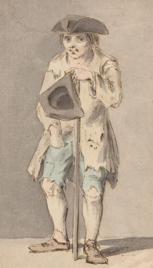 Beggar with Staff Holding Tricorn Hat
