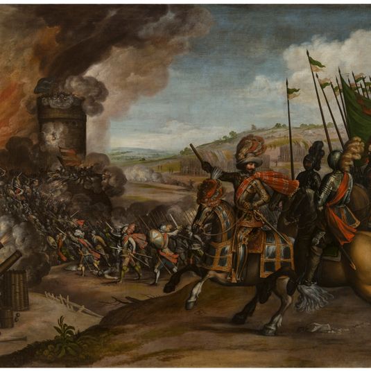 Batalla de Gascona y batería de un castillo