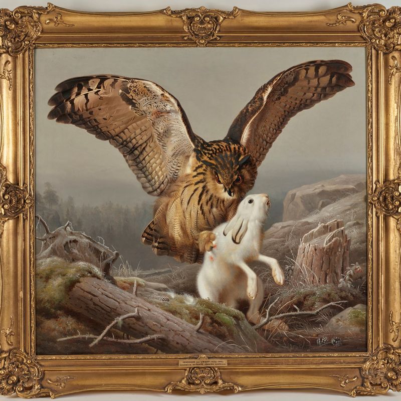 Eagle Owl Attacking a Hare