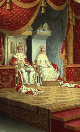 Kong Christian VIII og Dronning Caroline Amalie under salvingen i Frederiksborg Slotskirke 28. juni 1840