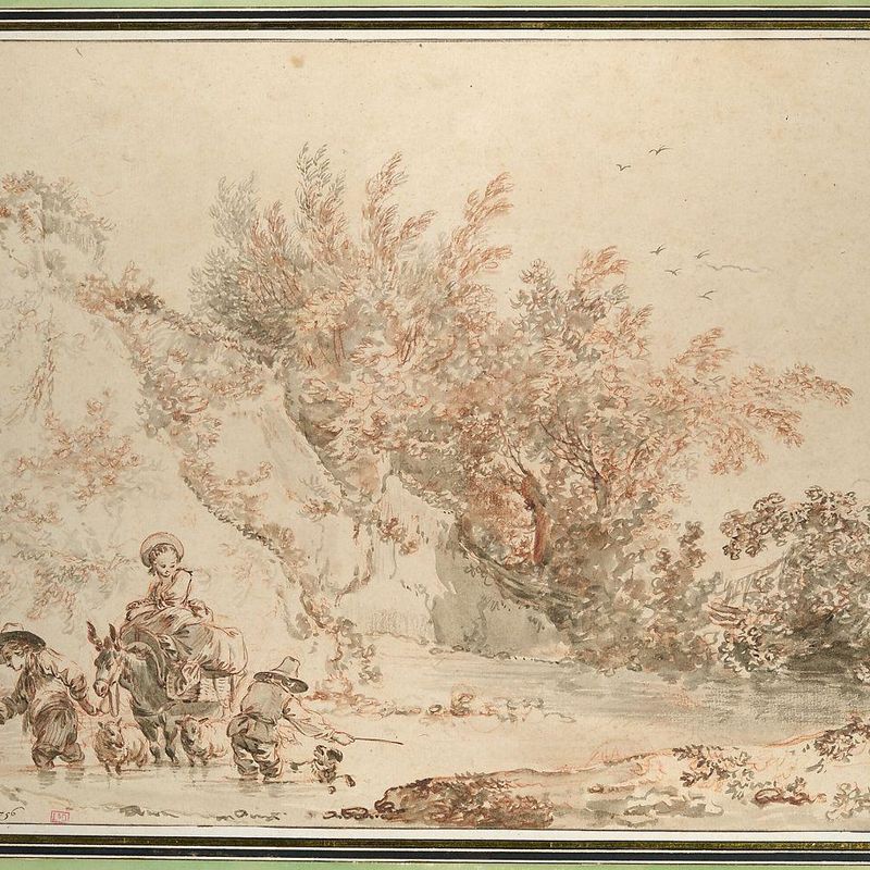 Landscape with Peasants Fording a Stream