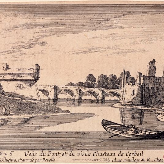 Veüe du Pont, et du vieux Chasteau de Corbeil