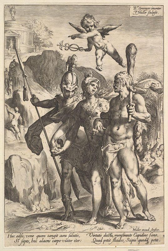 Hercules Being Shown the Mountainous Road to the Temple of Immortal Fame in the Company of Minerva and Mars